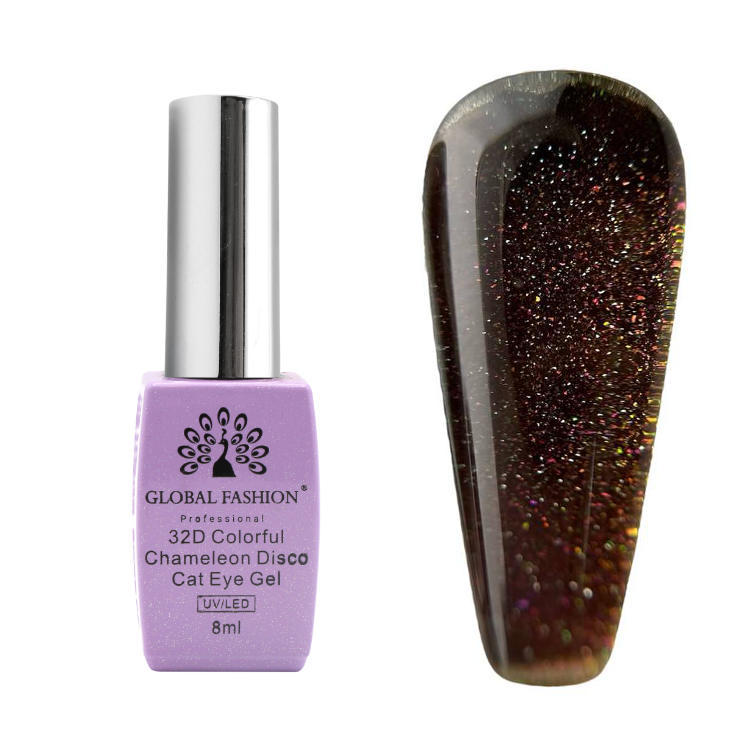 Гель лак кошачий глаз 32D Chameleon Disco, Global Fashion 8 мл №272