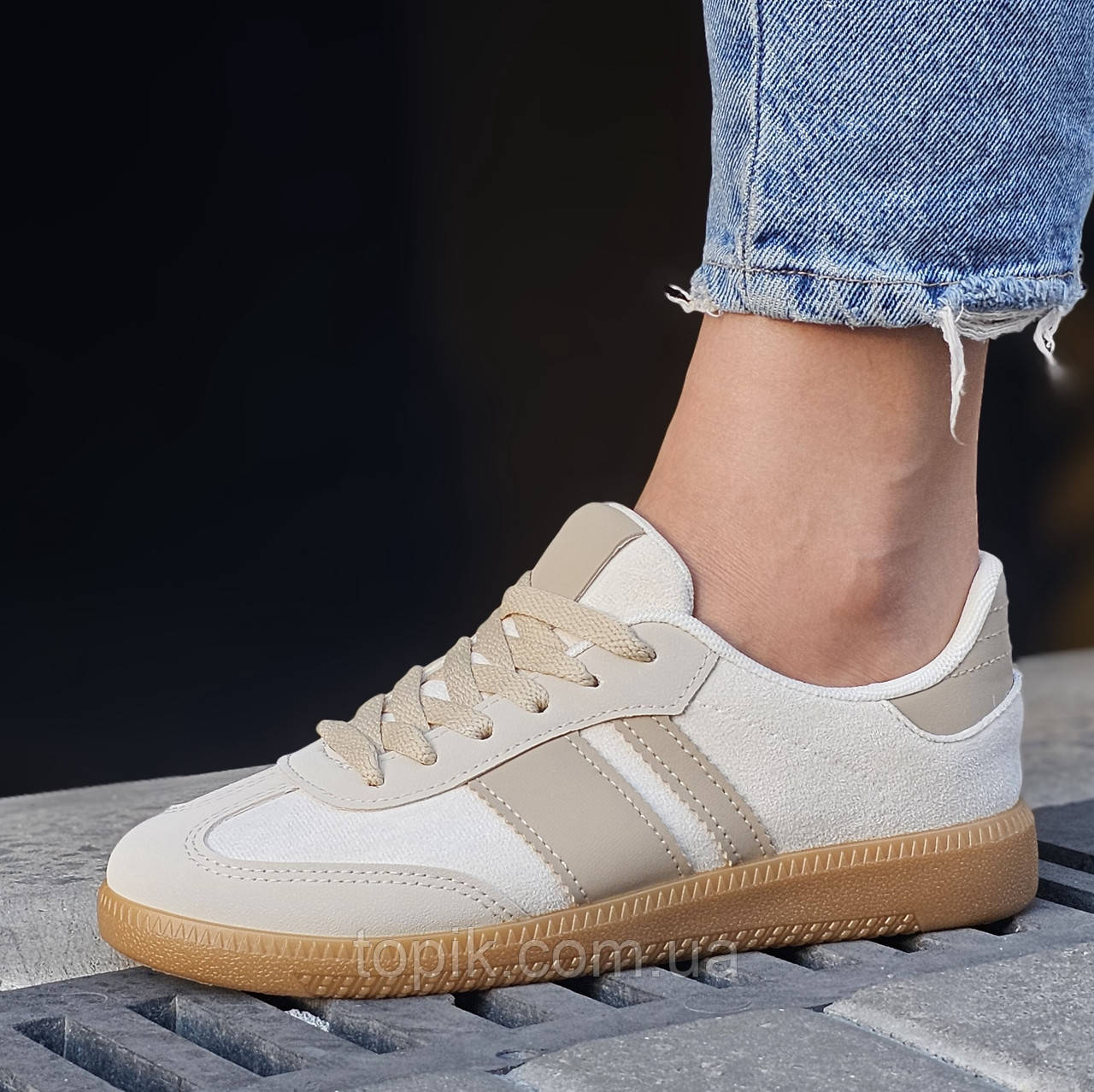 Кросівки жіночі бежеві весна осінь Кроссовки женские бежевые весна осень (Код: 3438)