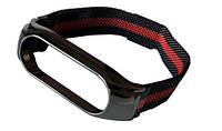 Ремінець з міланським плетінням для Mi Band 3/4 в поєднанні чорного та червоного кольорів