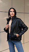 Куртка жіноча чорна екошкіра код П929