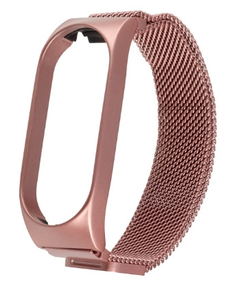 Ремінець з міланським плетінням для Mi Band 7 в кольорі Рожеве золото, фото 1