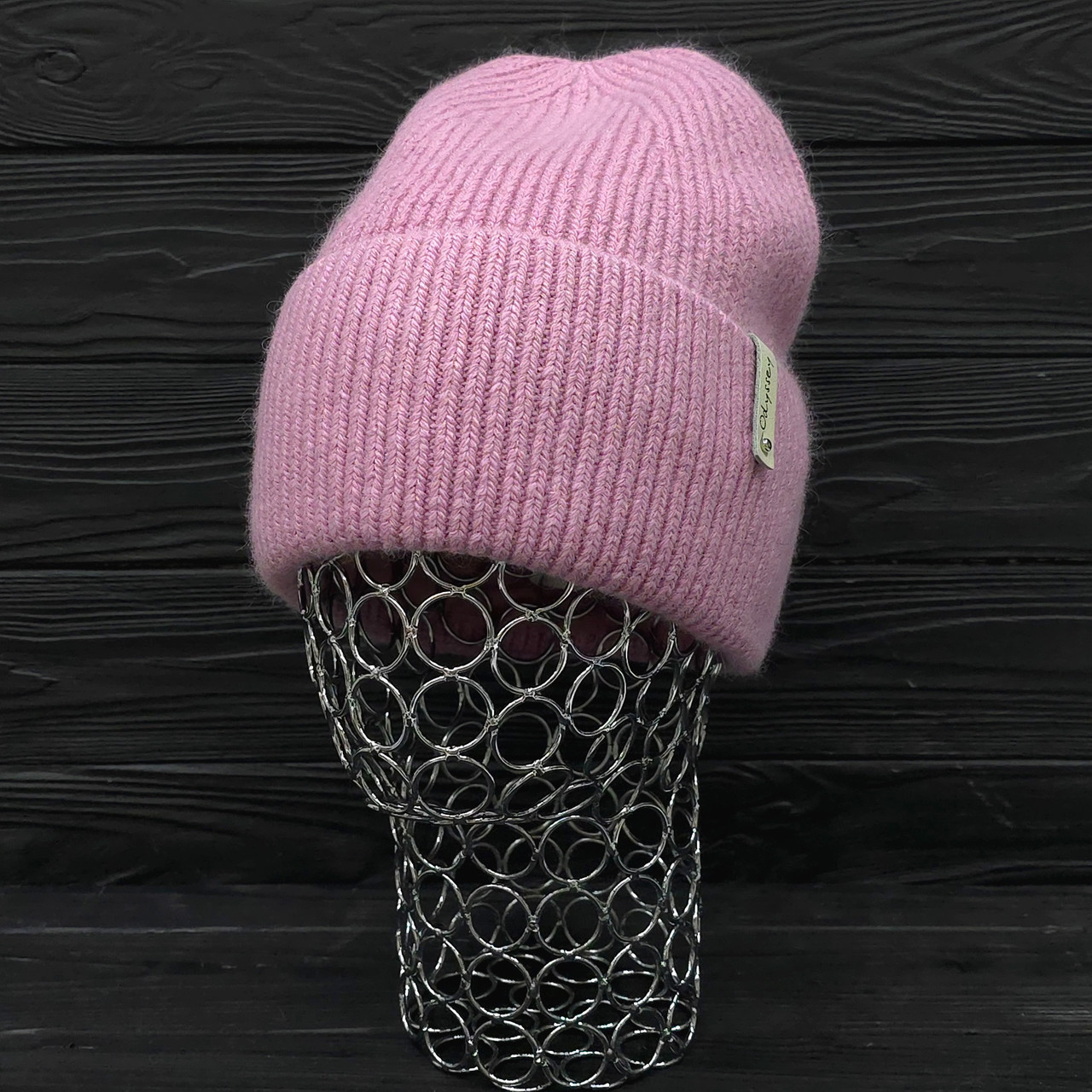 Шапка жіноча зимова ангора з вовною на флісі Odyssey 57-60 см пудровий 13412, фото 1