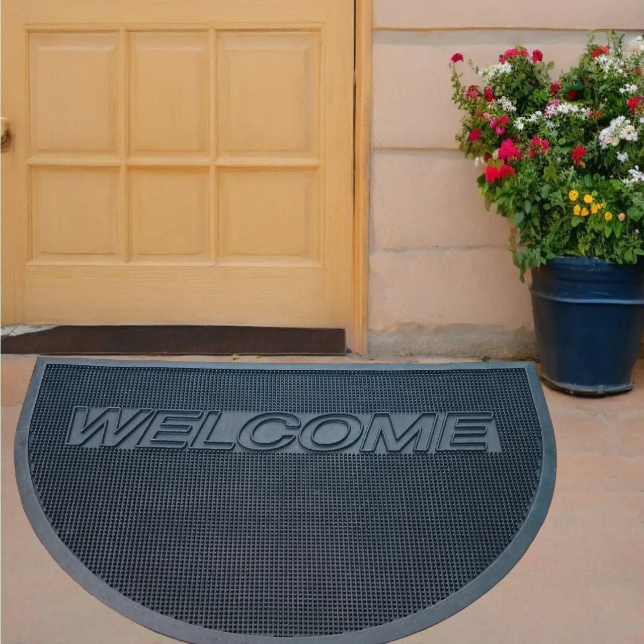 Килим придверний брудозахисний Welcome 48х77 см напівкруглий, фото 1