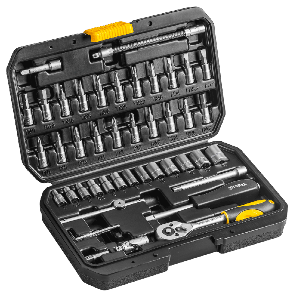 Набір інструментів Topex торцевих головок 1/4 "CrV, 46 шт. (38D640)