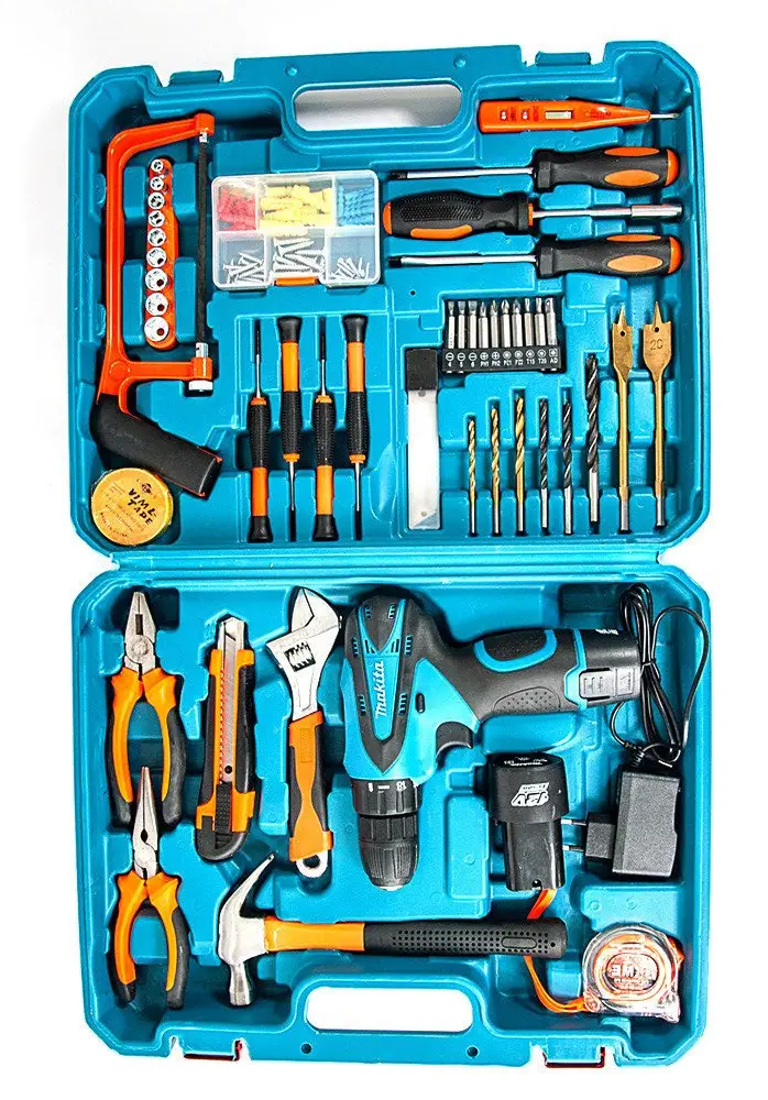 Набір дриль + шурупокрут 2 в 1 Makita DF330DWE 12 V 2 A/h Li-Ion + великий набір інструментів 45 шт (1934124125)