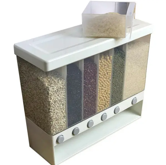 Органайзер на 6 секцій для сипучих продуктів Assorted Grain Rice Bucket Диспенсер для круп, дозатор для цукру