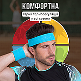 Пов'язка на голову спортивна для волосся бігу спорту бігова жіноча чоловіча тенісна Hechpro блакитна (5760), фото 2