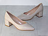 Туфлі жіночі на стійкому підборі класика бежеві 37р, фото 6