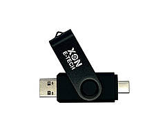 Флеш-накопитель XON FlashDrive DuoConnect 128GB USB 2.0 + USB Type-C Black (FX2DR128PB 7539)