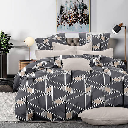 Постільна тканина Фланель (байка) 220 см з геометричним принтом трикутники, натуральна 100% бавовняна, рулон 25м, фото 1