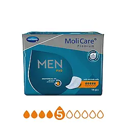 Прокладки урологічні для чоловіків, V-подібної форми MoliCare® Premium MEN PAD 5 крапель 14шт/уп