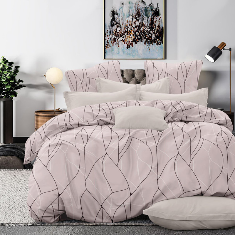 Постільна тканина Фланель (байка) 100% бавовна 220 см пудрова рожева з абстрактним принтом, рулон 25 м