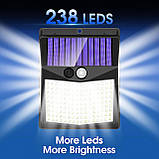 Вуличні сонячні світильники, 238 світлодіодних сонячних охоронних світильників та 3 режими датчика руху, ширококутні світильники, фото 2