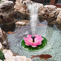 Садовый фонтан на солнечной батарее, декоративный фонтан для сада, пруда в форме лотоса розовый