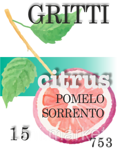 Парфумерна олія (753) версія аромату Pomelo Sorrento Gritti — 15 мл композит у ролоні, фото 1