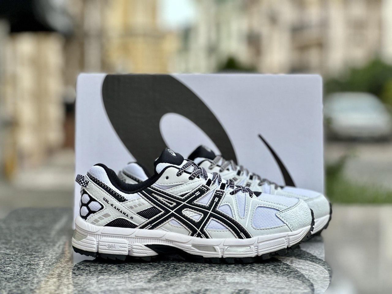 Чоловічі кросівки Asics Gel-Kahana 8 White Black Белые Взуття Асікс Гель Кахана 8 повсякденні текстиль сітка демісезон, фото 1