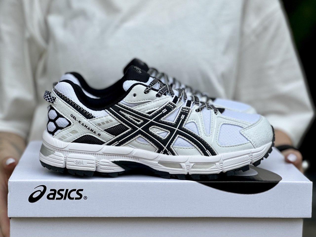 Чоловічі кросівки Asics Gel-Kahana 8 White Black Белые Взуття Асікс Гель Кахана 8 повсякденні текстиль сітка демісезон