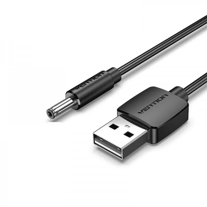 Кабель живлення для роутера Vention (CEXBF) USB Type-A (тато) - DC (тато), 1m Black 3.5 мм