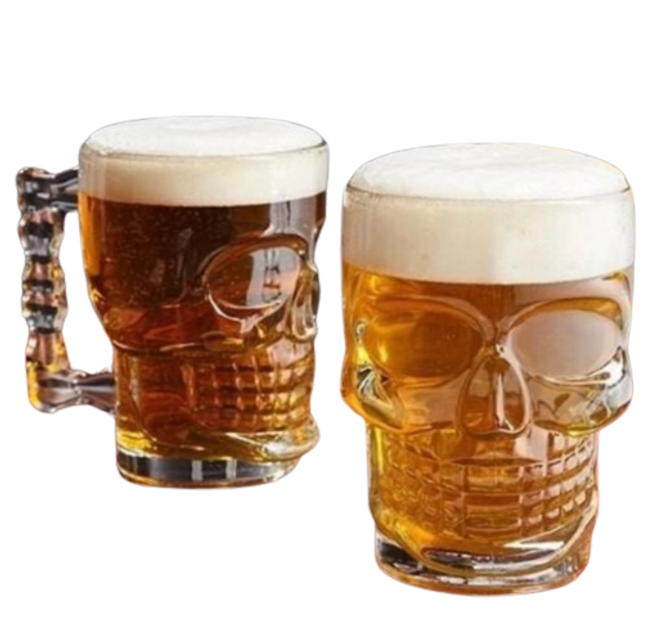 Набір скляних кухлів для пива "Череп" Helios 420 мл 2шт (420 GO-A), фото 1