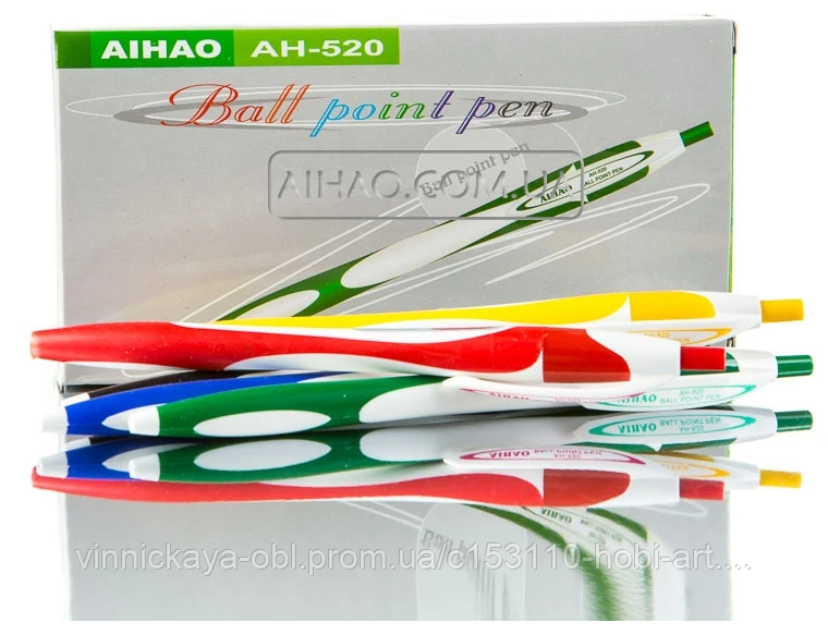 Ручка автомат "AIHAO" АН520  синя. 1шт. колір на вибір продавця