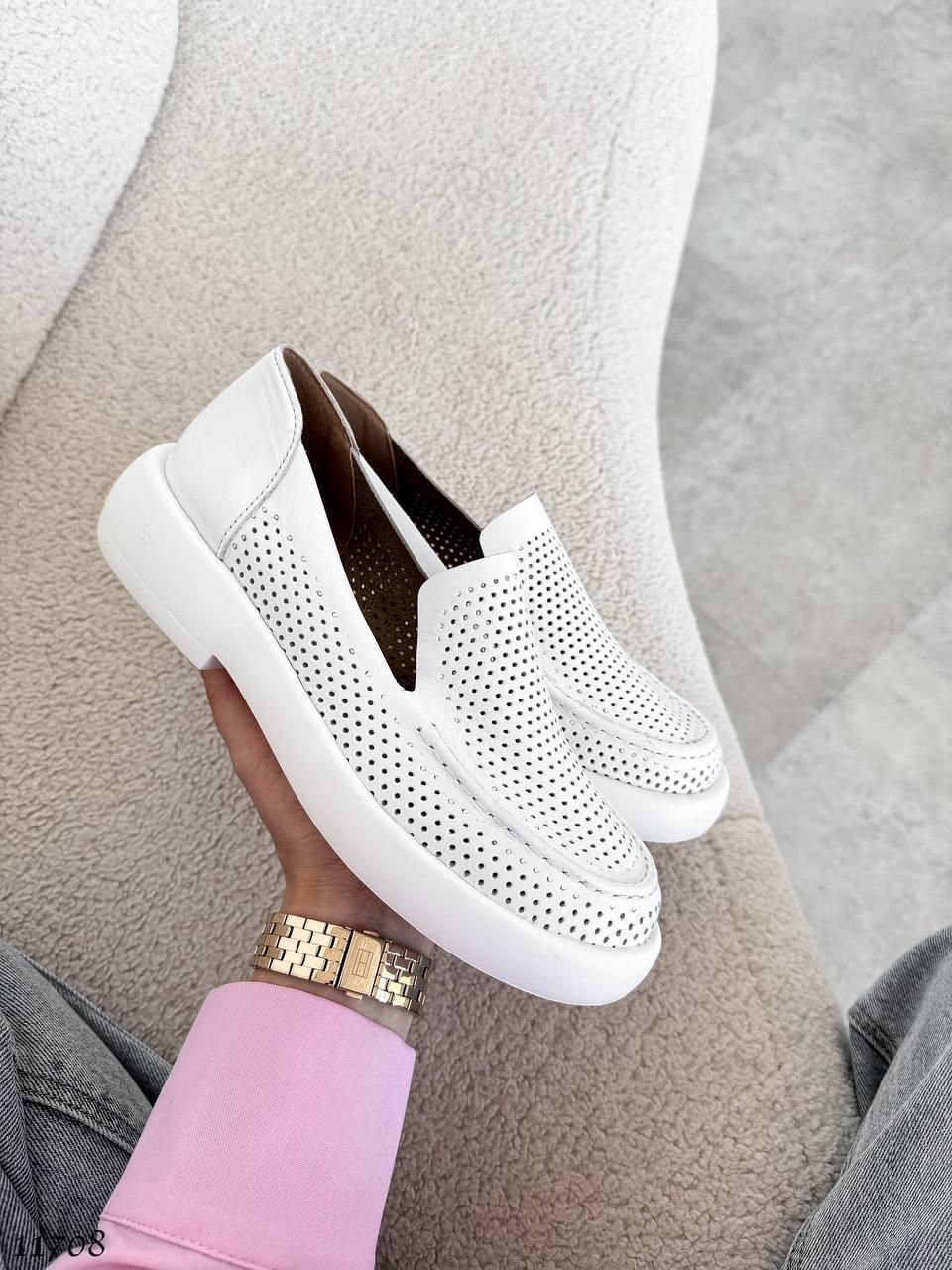 Лофери жіночі білі натуральна шкіра 39 розмір, фото 1