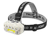 Фонарь налобный BL HX-817 с сенсором 9070, черно-белый 3860832 almaz