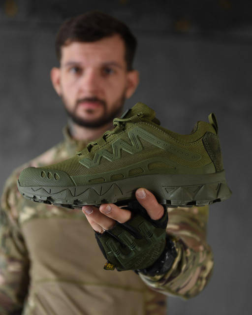 Тактические кроссовки военные олива хаки зеленые кордура