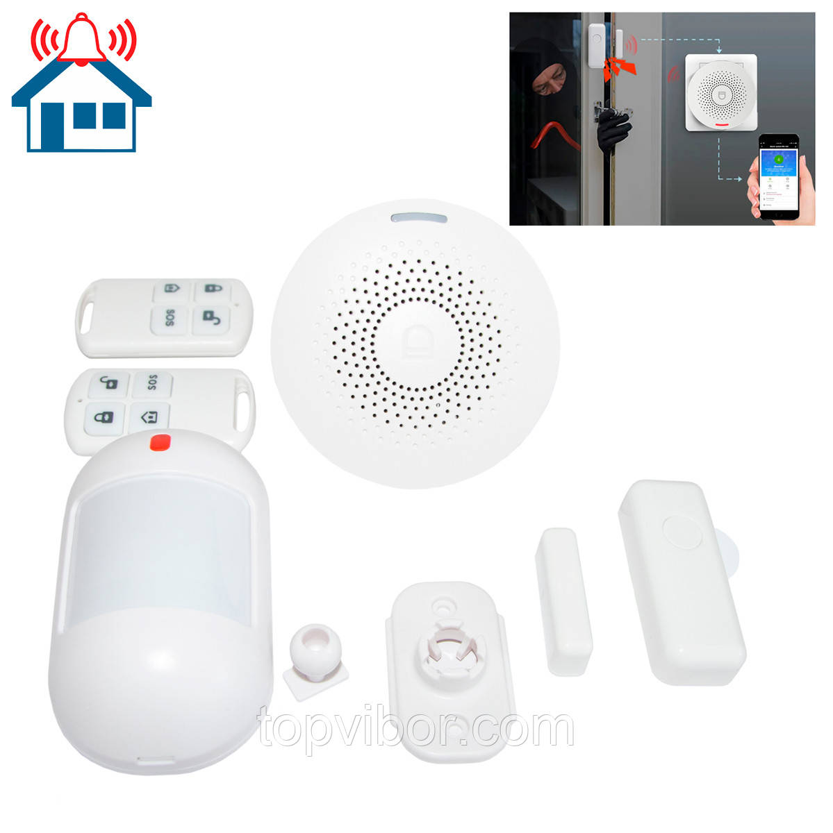Бездротова сигналізація для дому Wifi Smart Alarm System (APP TUYA), wifi сигналізація до будинку