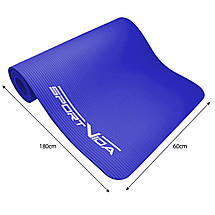 Килимок (мат) для йоги та фітнесу SportVida NBR 1 см SV-HK0069 Blue Poland, фото 4