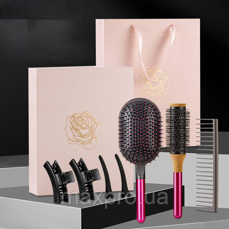 Подарунковий набір Max pro Prussian Fuchsia/Black (3 Гребінці+4 шпильки)