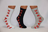 Жіночі шкарпетки середні ТЕННІС НЛ з написами 18-19 см 36-40 серця ока, фото 2