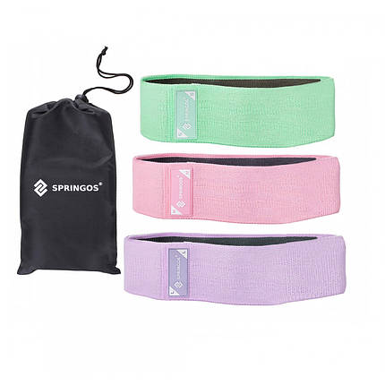 Гумка для фітнесу та спорту тканинна Springos Hip Band 3 шт FA0116 Poland, фото 1