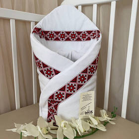 Конверт "Український" Зима велюр, кулір 80*80 см Betis Білий з червоним