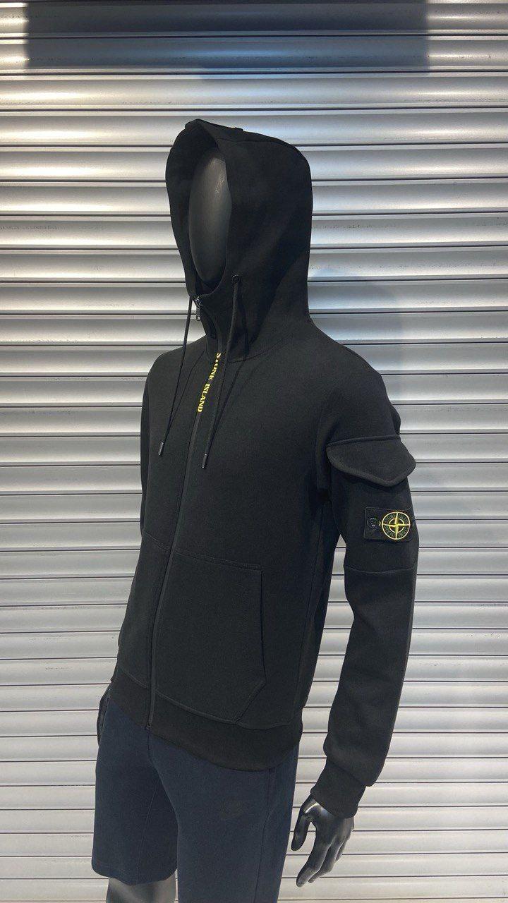 Чоловіча кофта світшот на змійці STONE ISLAND CK8431 чорна, фото 1