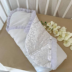 Конверт "Сяйво" Зима атлас, гіпюр 80*80 см Betis Білий