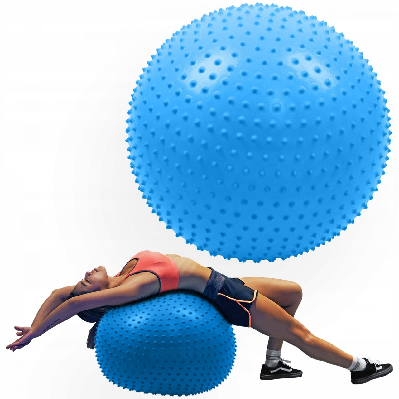 М'яч для фітнесу (фітбол) напівмасажний SportVida 65 см Anti-Burst SV-HK0292 Blue Poland