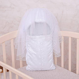 Конверт "Королівський" Зима з ортопедичним матрацом атлас,гіпюр 34*70 см Betis Білий