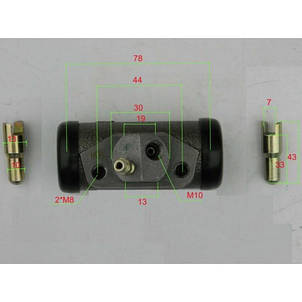 Циліндр колісний гальмівний навантажувача TCM FD/FG20-25; HC CPCD20-25 RH № 22673-72031, 22673-72041-R, фото 3