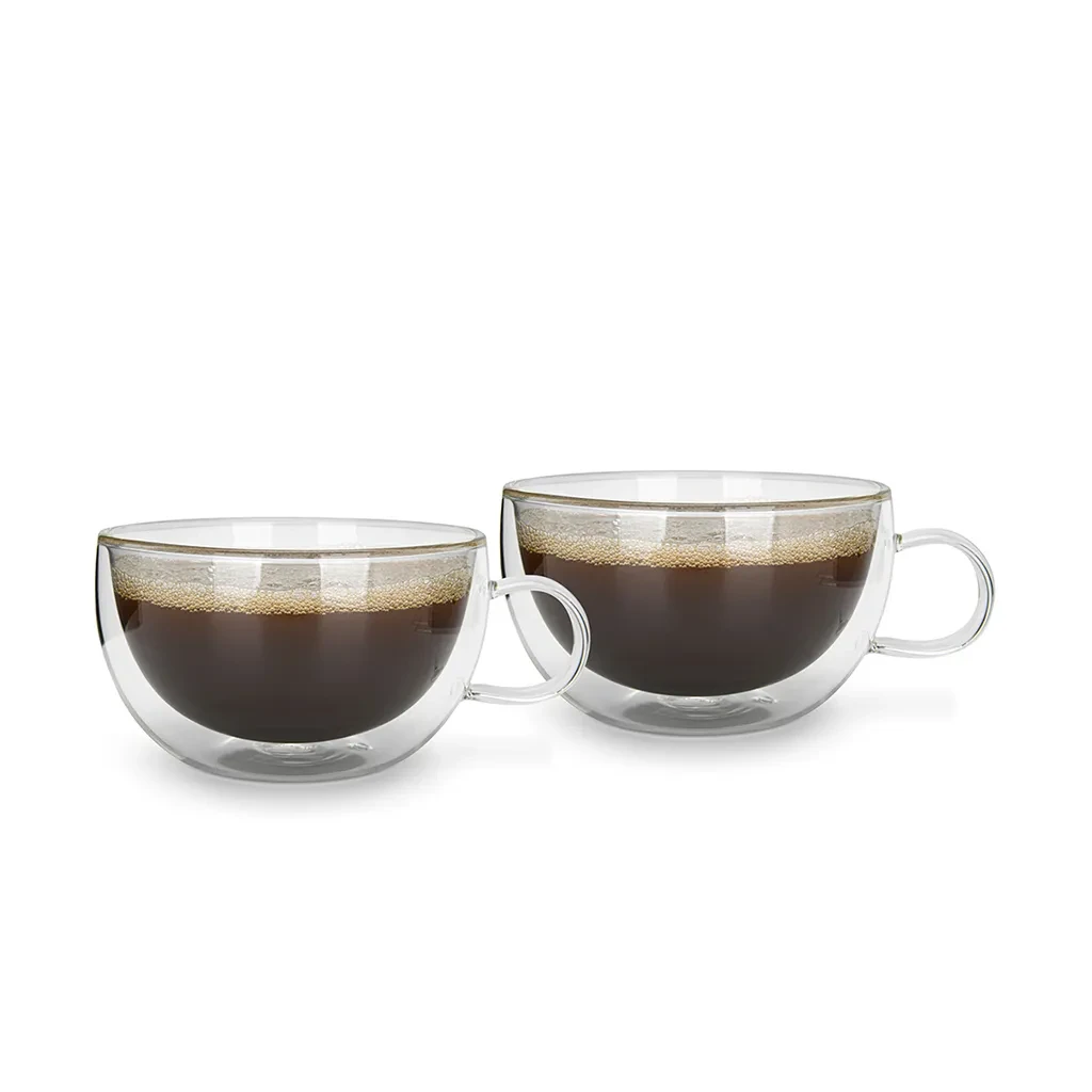 Набір із 2 чашок для напоїв із подвійними стінками 330 мл зі скла Fissman, фото 1