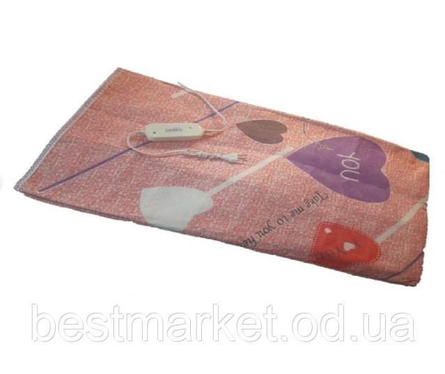 Електропростирадло Electric Blanket 150х180 см, серце на рожевому тлі