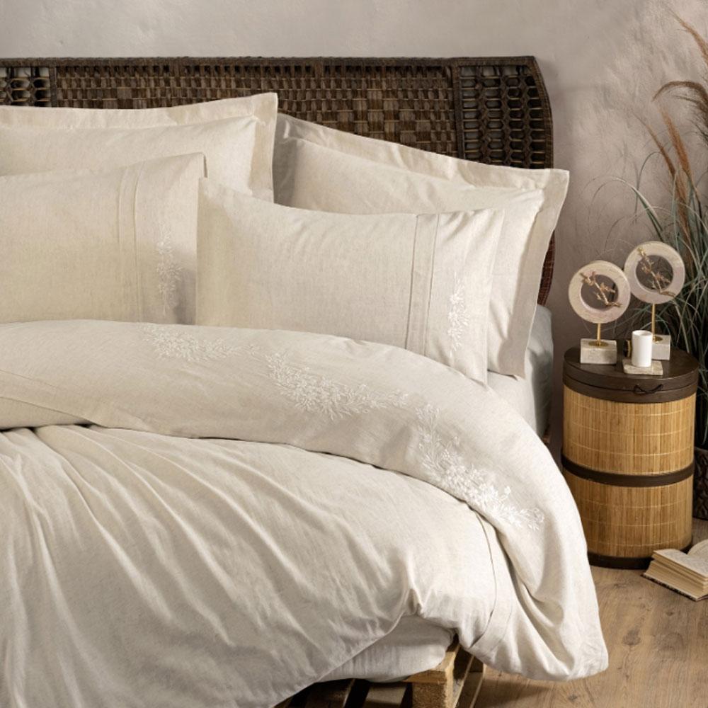 Комплект постільної білизни євро Cotton Box Forbes вишивка молочний котон арт. 9990179