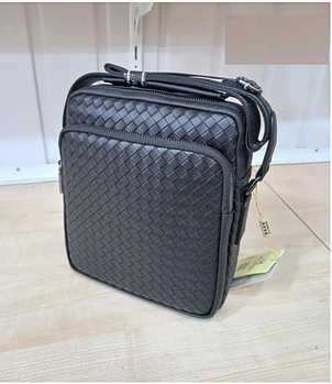 Чоловіча сумка через плече на блискавці з кишенею та довгим ремінцем із натуральної шкіри Glam