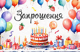 Запрошення на день народження Тортик 10 шт