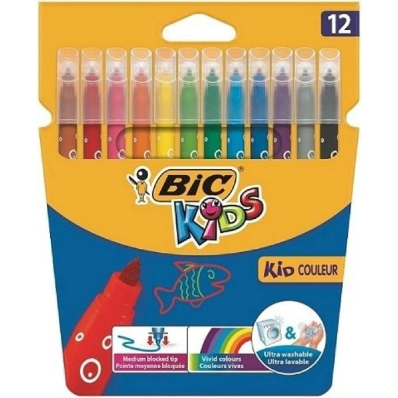 Фломастери на водній основі 12 кольорів, BIC Kids Couleur