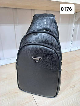 Чоловіча сумка слінг через плече на блискавці з кишенею із натуральної шкіри Glam