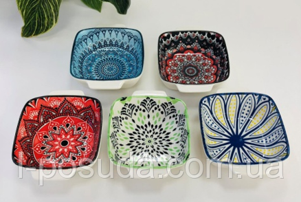 Керамічна тарілка глибока з двома ручками "Тригір'я", 16,6*12,5*5 см 350мл, фото 1