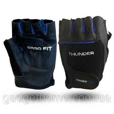 ТОП! Рукавички для фітнесу PowerPlay 9058 Thunder чорно-сині M (PP_9058_M_Thunder) - (gHome), фото 1