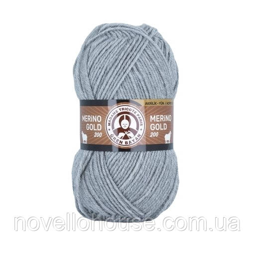 Madame Tricote Paris MERINO GOLD 200 (Меріно Голд 200) № 007 світло-сірий (Пряжа напіввовна, нитки для в'язання)