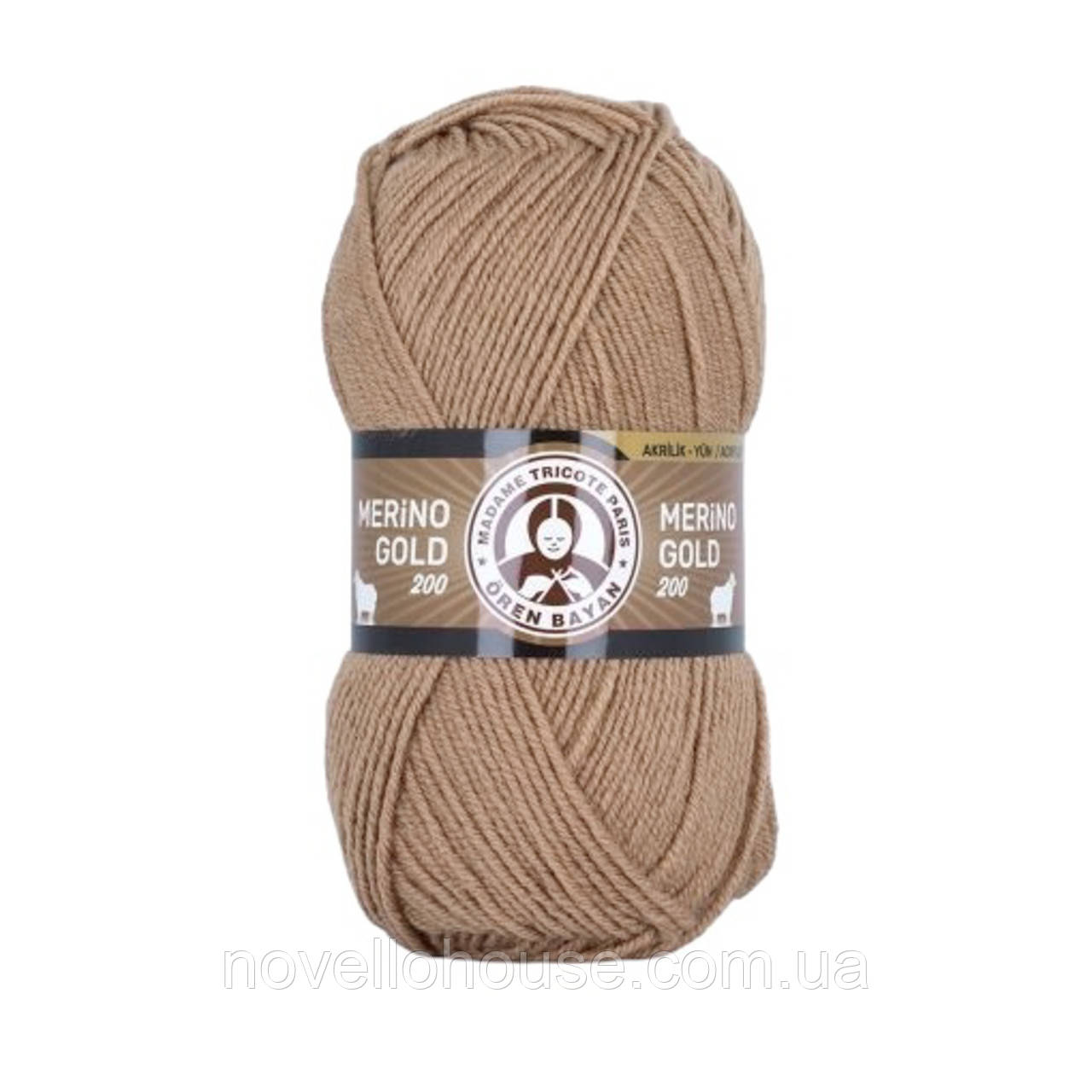 Madame Tricote Paris MERINO GOLD 200 (Меріно Голд 200) № 079 світлий беж (Пряжа напіввовна, нитки для в'язання) ч
