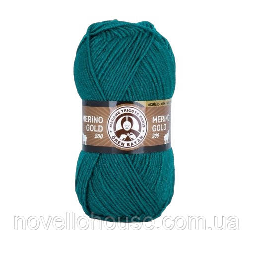 Madame Tricote Paris MERINO GOLD 200 (Меріно Голд 200) № 105 петроль (Пряжа напіввовна, нитки для в'язання)